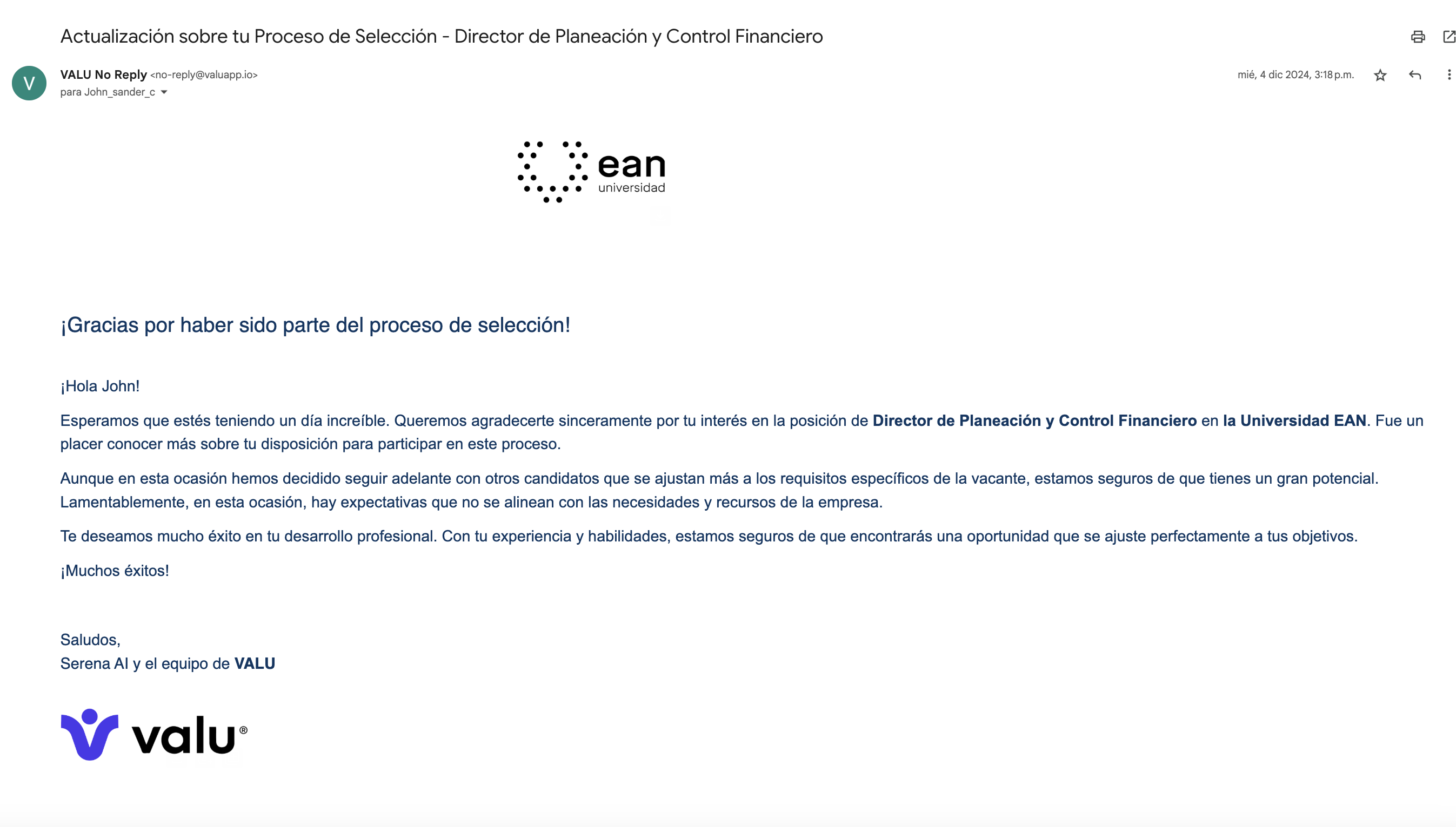 Ejemplo de reporte de feedback personalizado