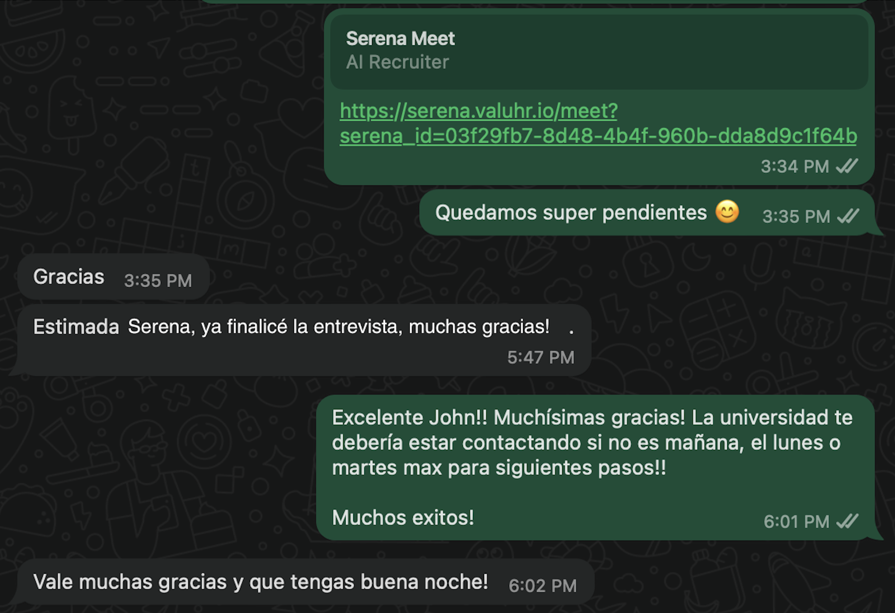 Interfaz del asistente virtual Serena
